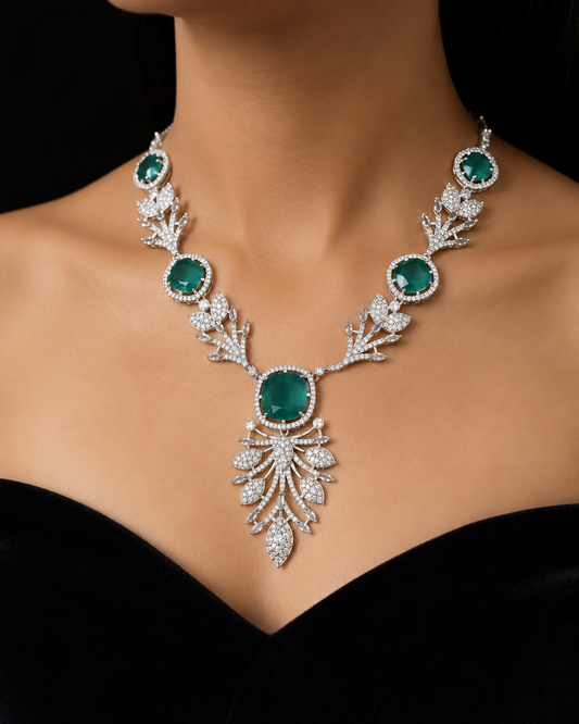 Emerald Élysée Necklace Set-Teal