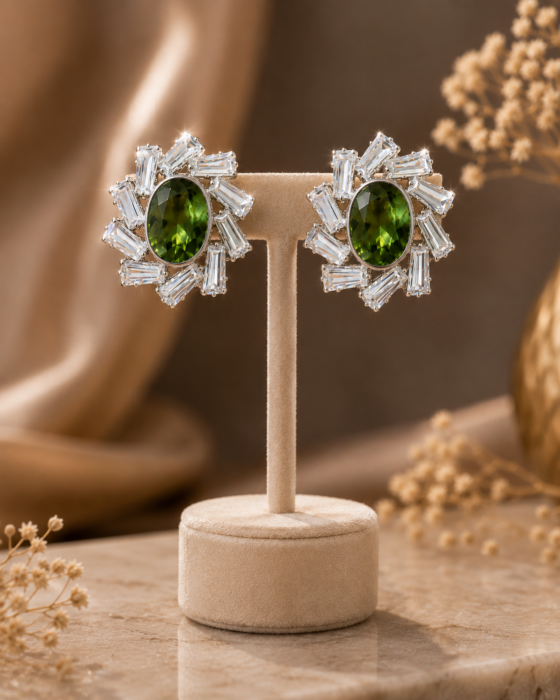 Green Majesty Crystal Studs