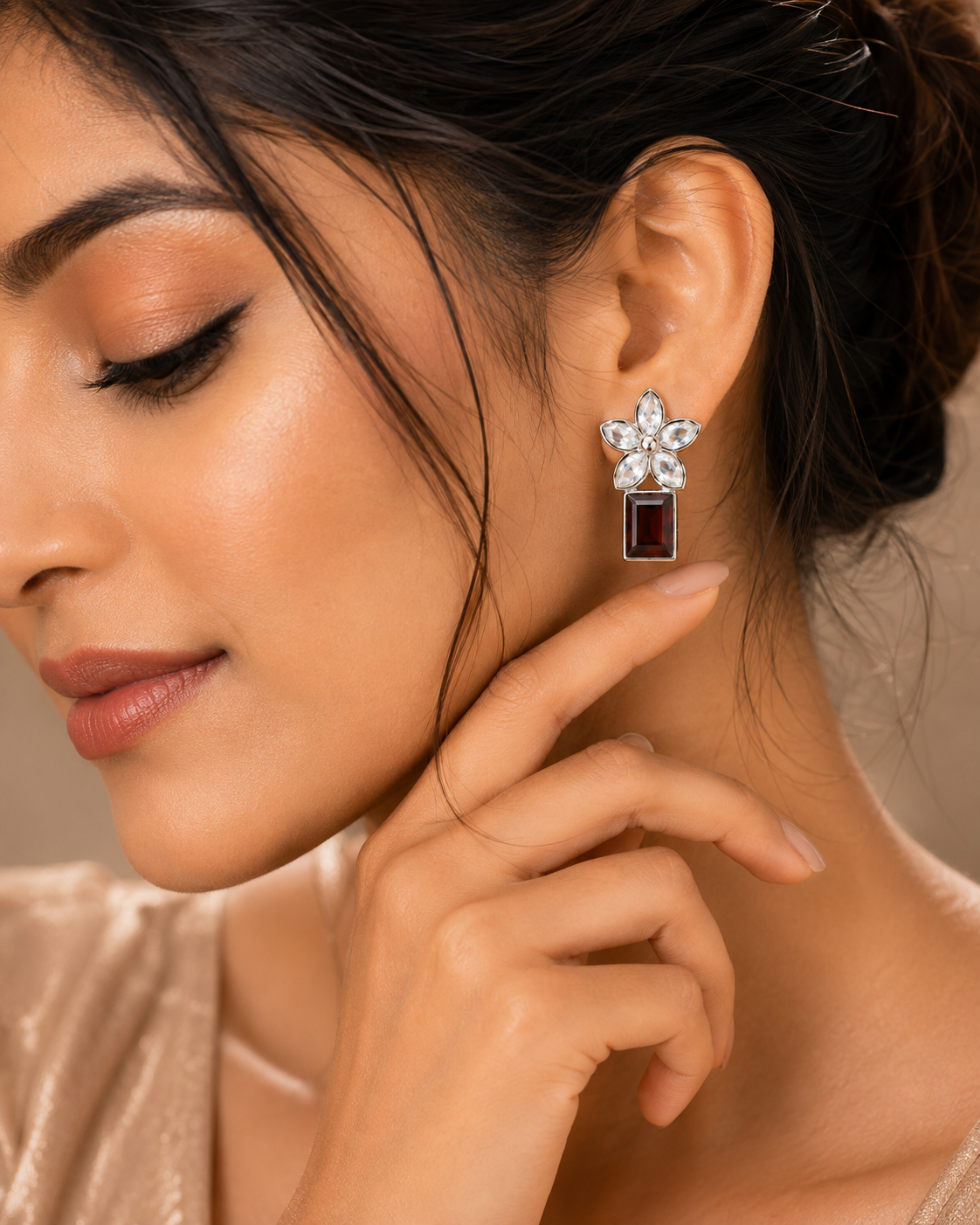 Crimson Petal Crystal Earrings