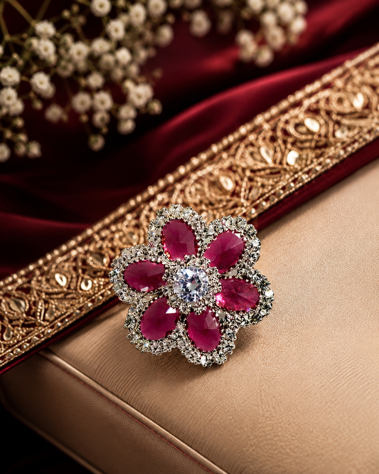 Rosé Bloom Crystal Ring