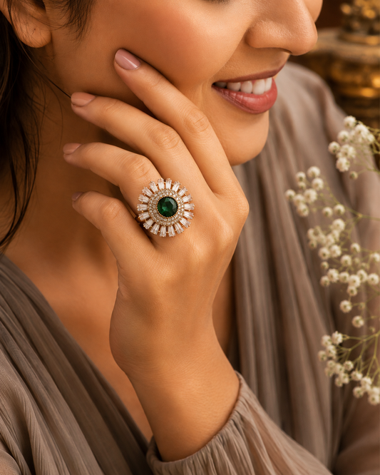 Emerald Majesty Crystal Ring