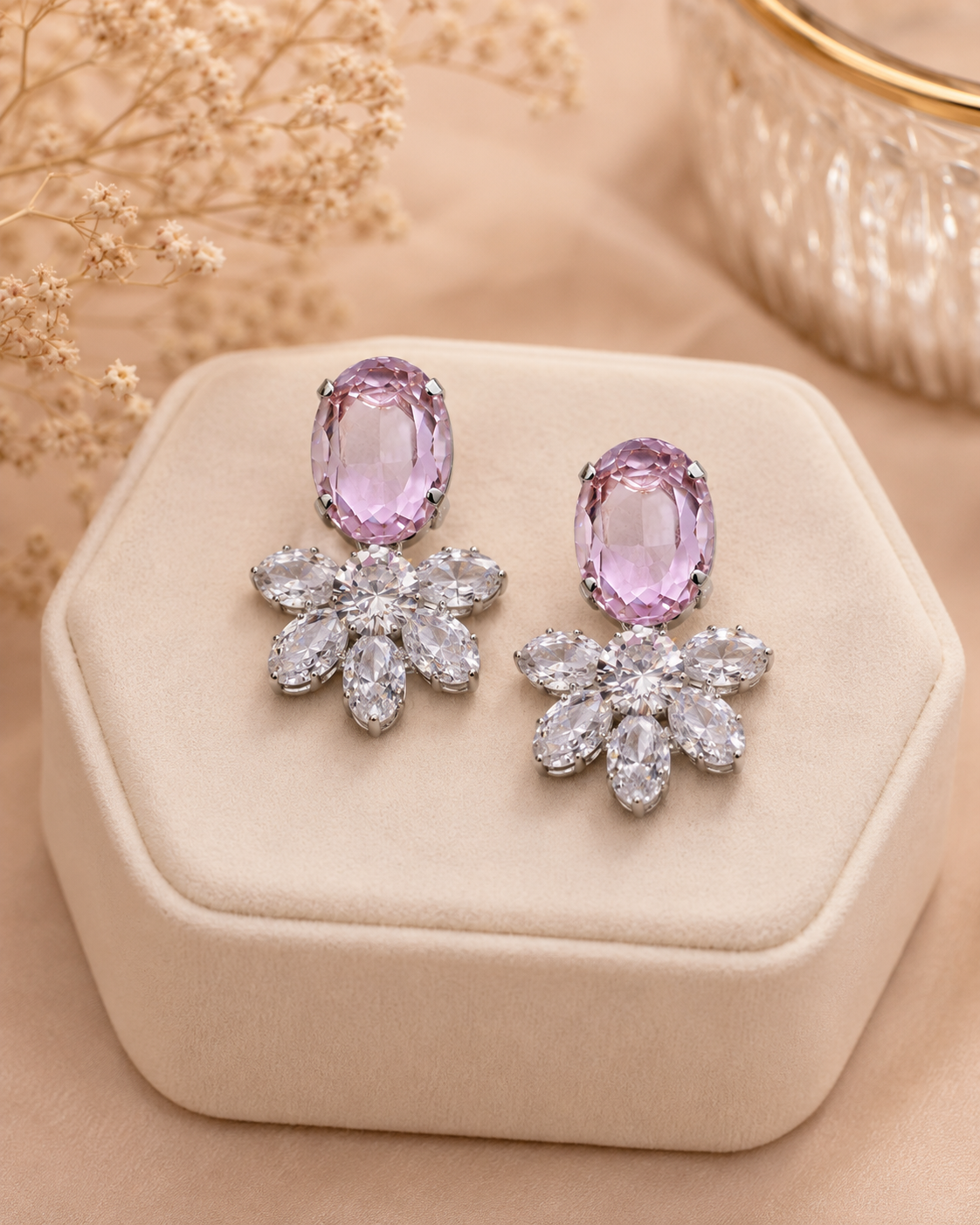 Blush Pearlstone Drop Earrings