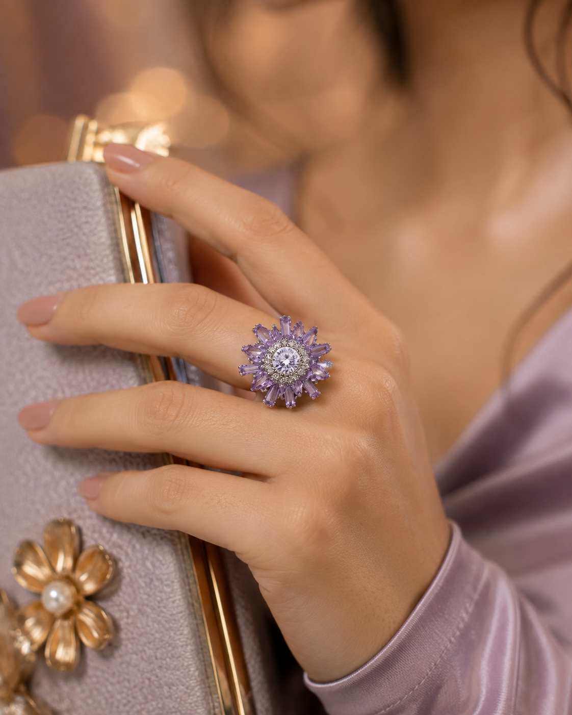 Lavender Celeste Crystal Ring