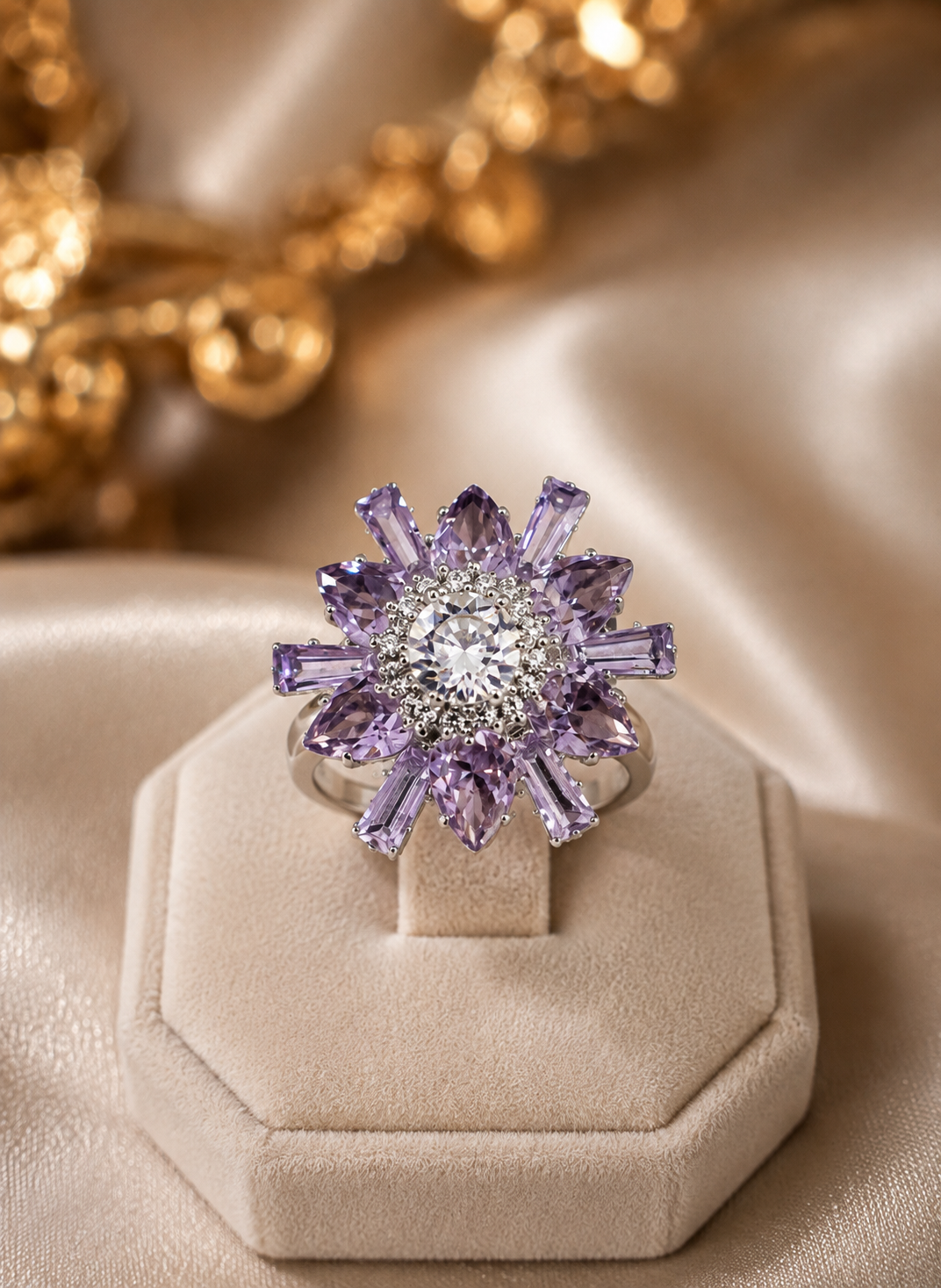 Lavender Celeste Crystal Ring