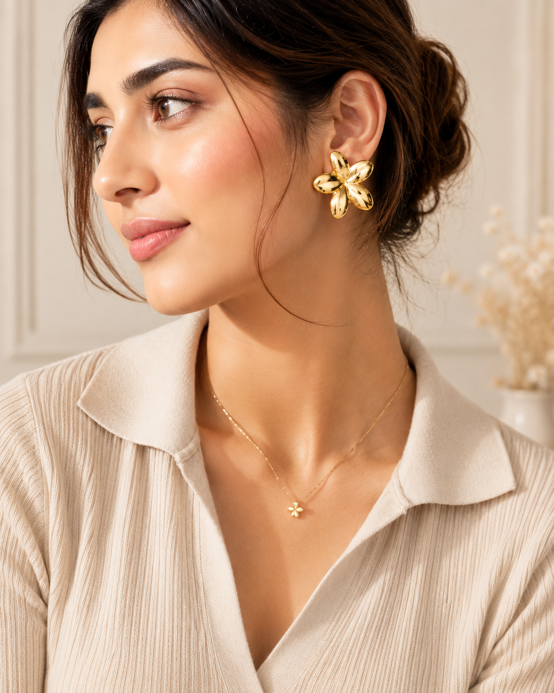Platinum Floral Studs