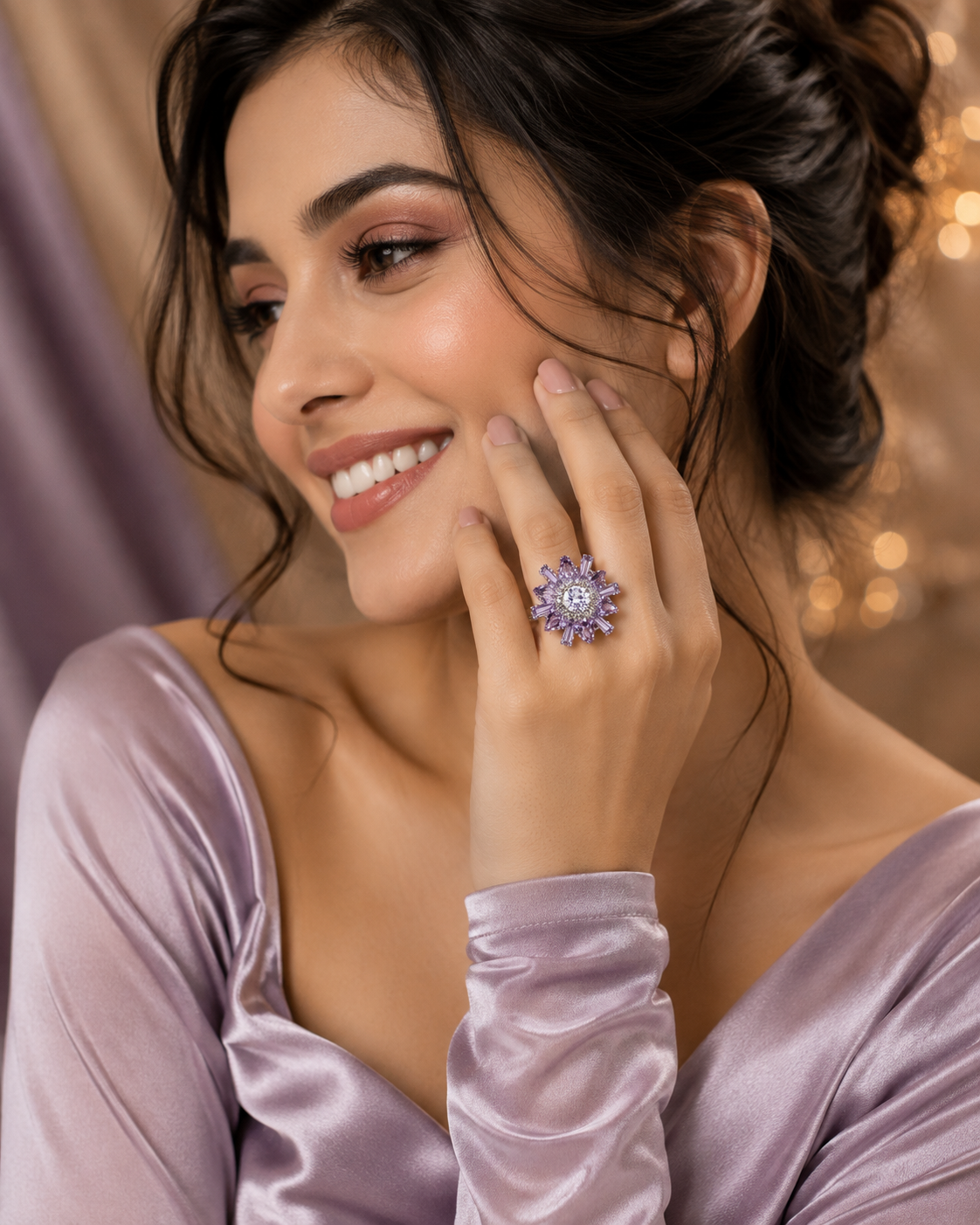 Lavender Celeste Crystal Ring