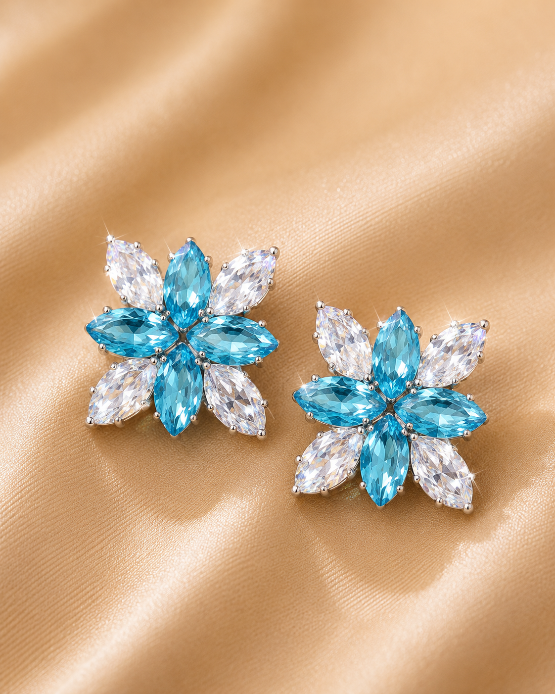 Sky Blue Floral Studs