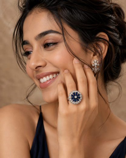 Celestial Sapphire Bloom Ring
