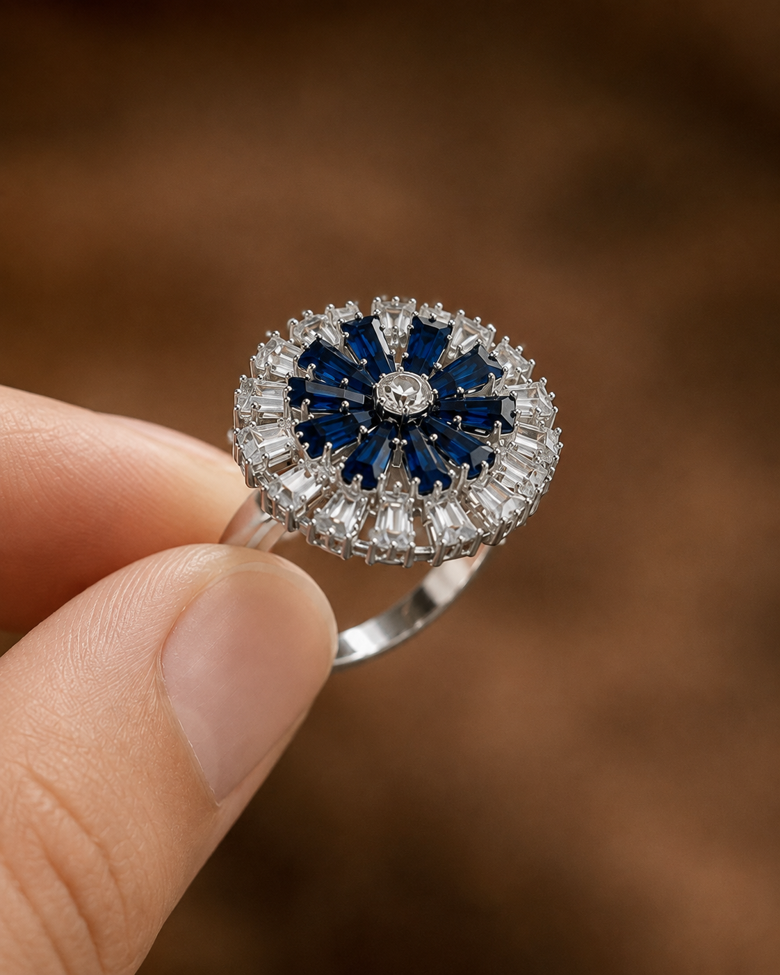Celestial Sapphire Bloom Ring
