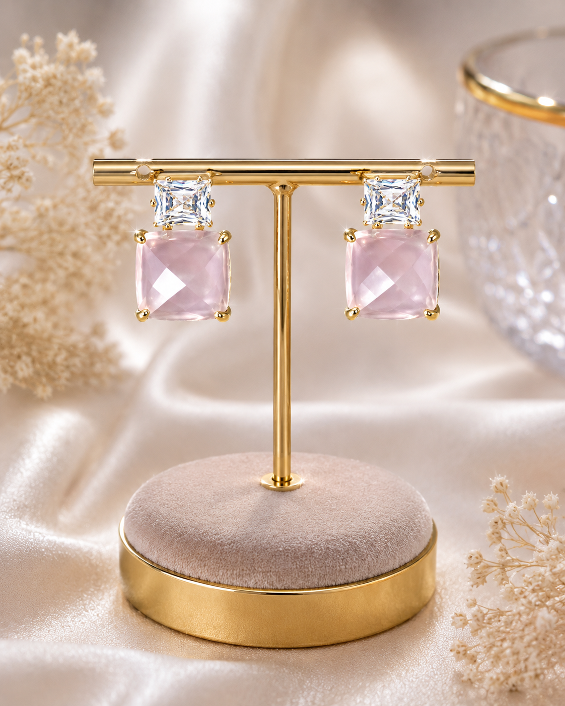 Crystal Petal Pink Earrings