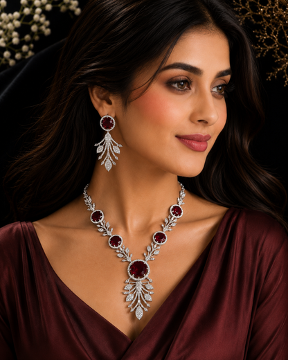Emerald Élysée Necklace Set-Ruby