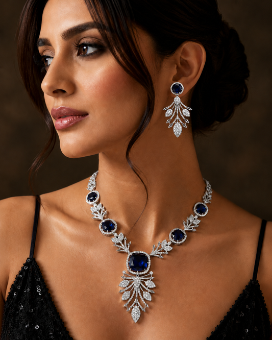 Emerald Élysée Necklace Set - Sapphire Blue