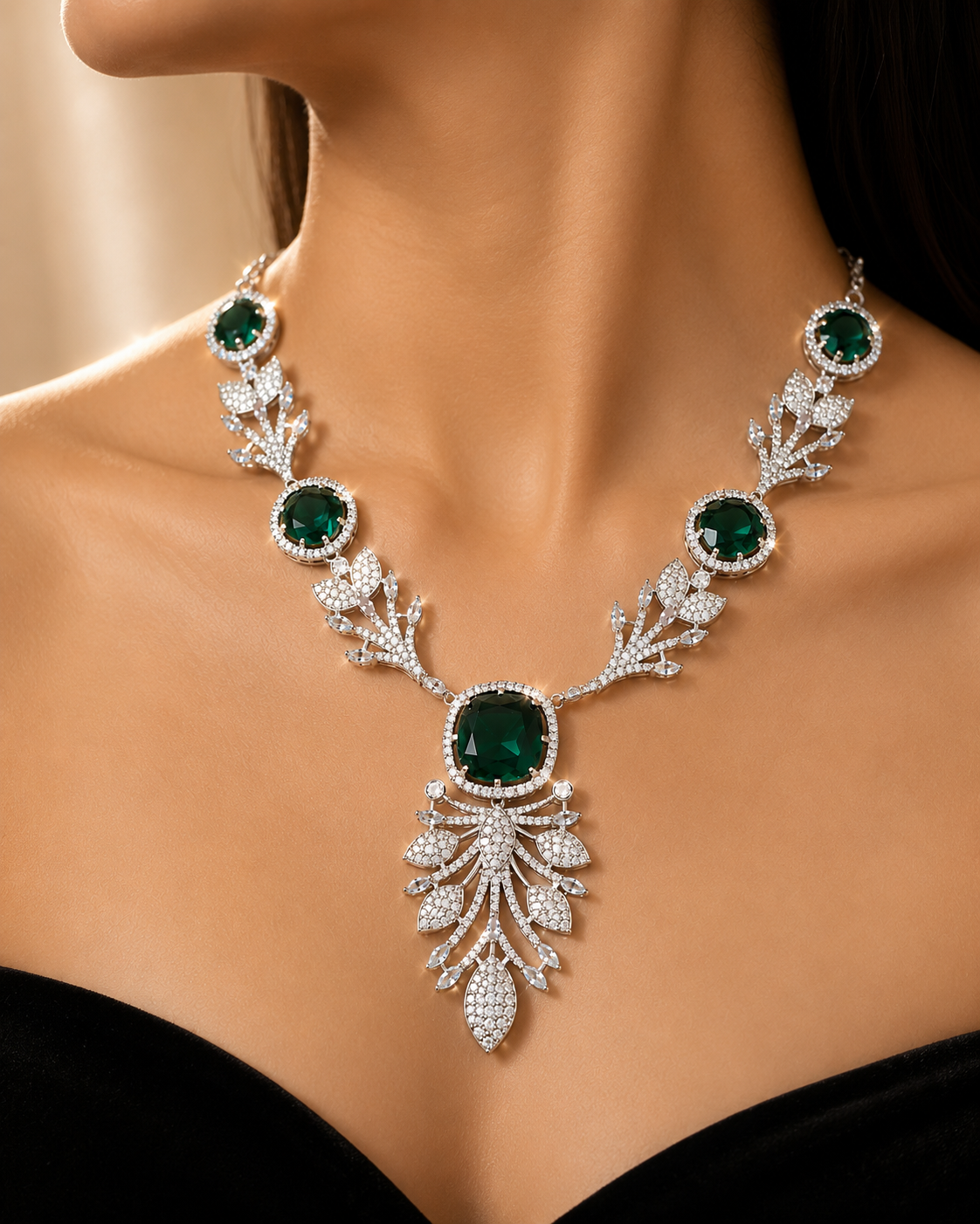 Emerald Élysée Necklace Set - Emerald Green
