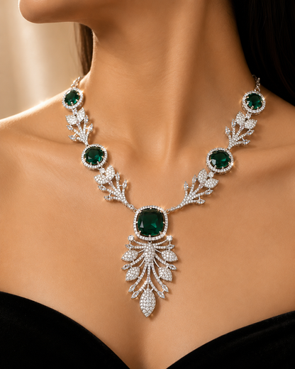 Emerald Élysée Necklace Set - Emerald Green