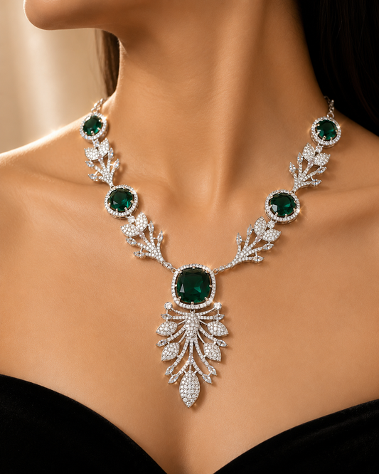 Emerald Élysée Necklace Set - Emerald Green