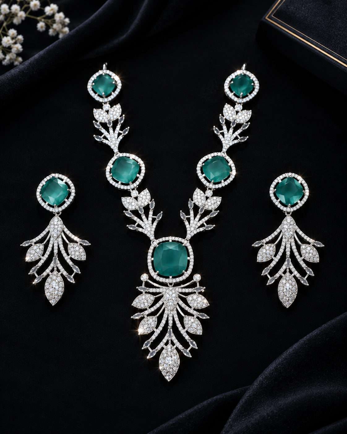 Emerald Élysée Necklace Set-Teal