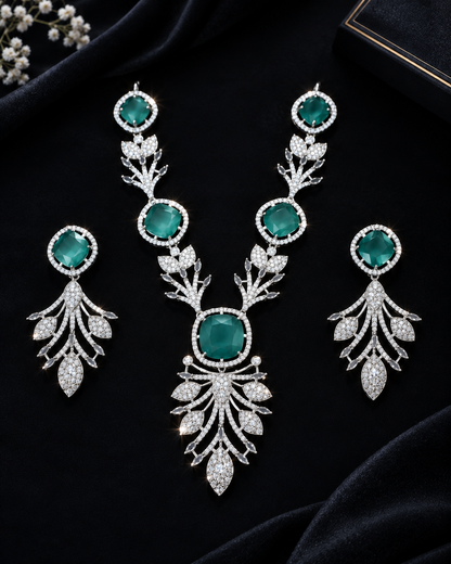Emerald Élysée Necklace Set-Teal