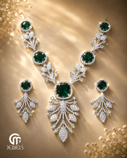 Emerald Élysée Necklace Set - Emerald Green