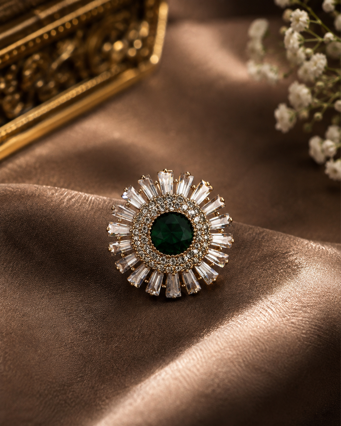 Emerald Majesty Crystal Ring