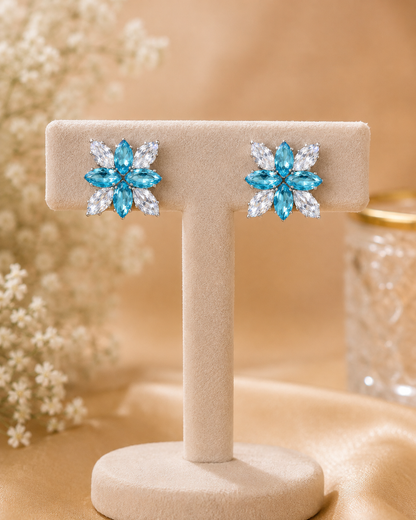 Sky Blue Floral Studs