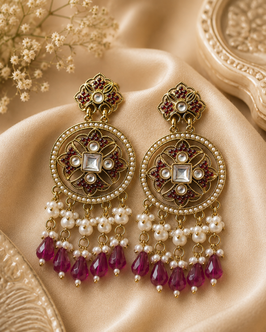 Noir Pearl Drops - Ruby Red
