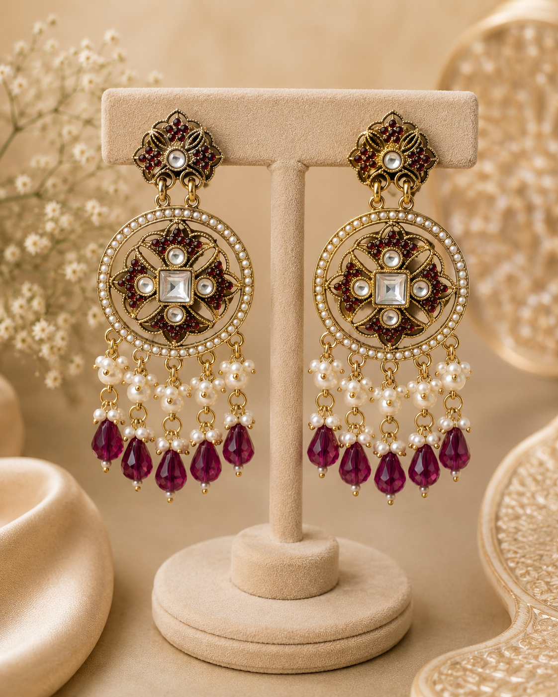 Noir Pearl Drops - Ruby Red
