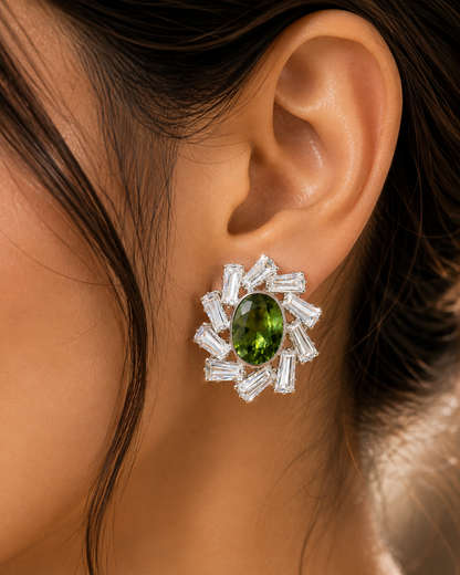 Green Majesty Crystal Studs
