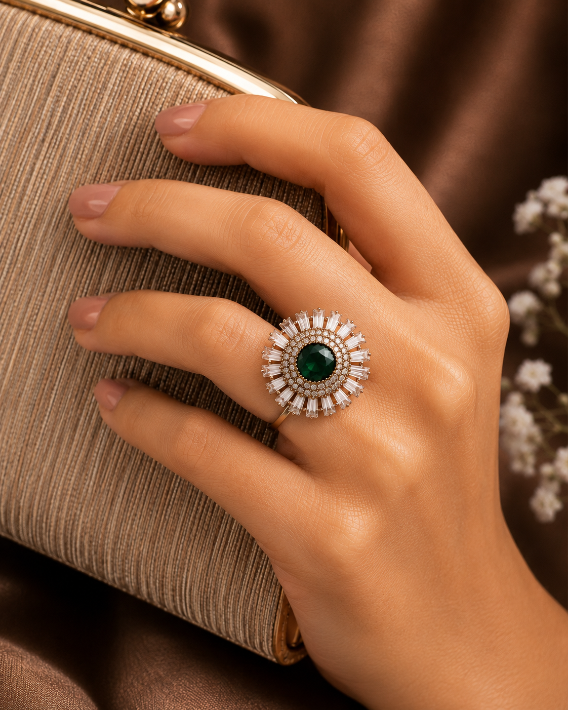 Emerald Majesty Crystal Ring