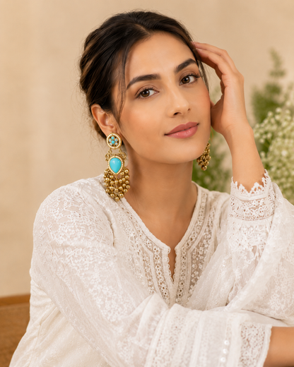 Firoza kashmiri Kundan Drops