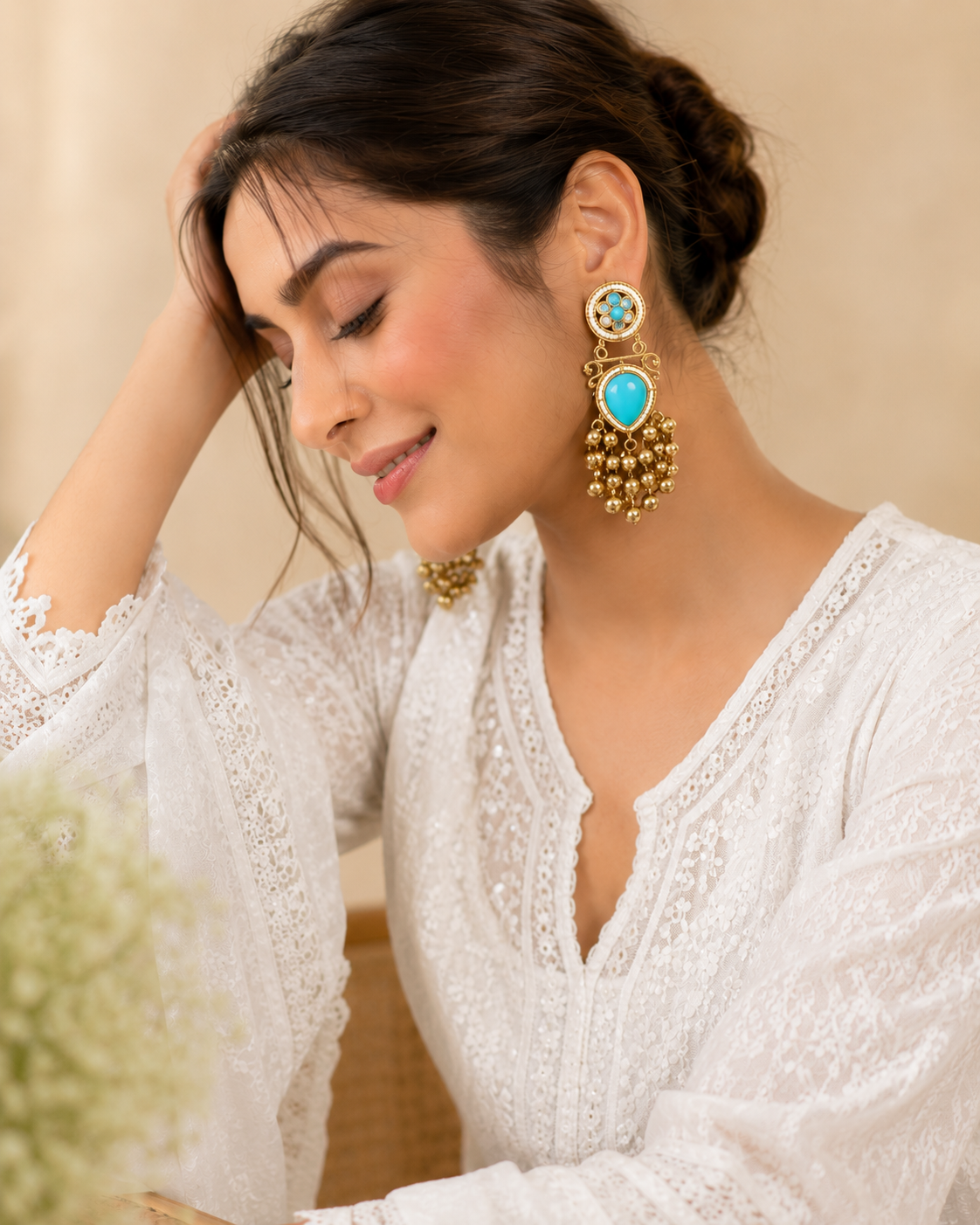 Firoza kashmiri Kundan Drops