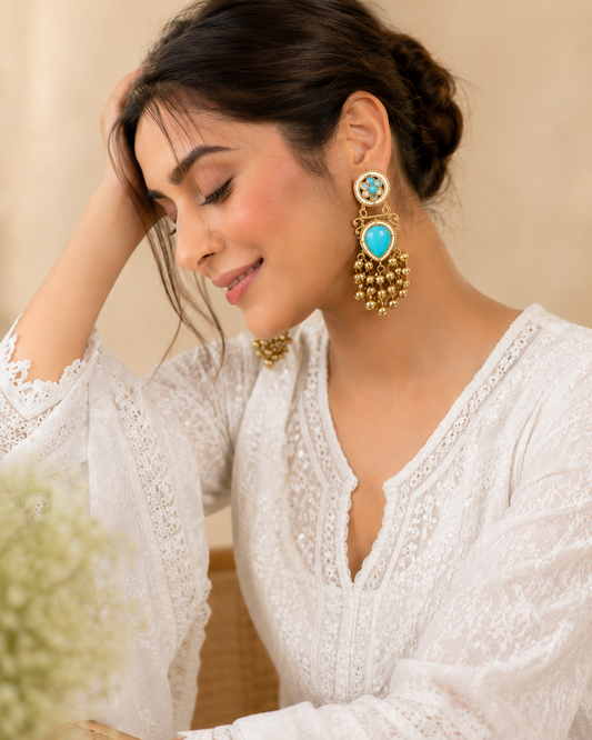Firoza kashmiri Kundan Drops