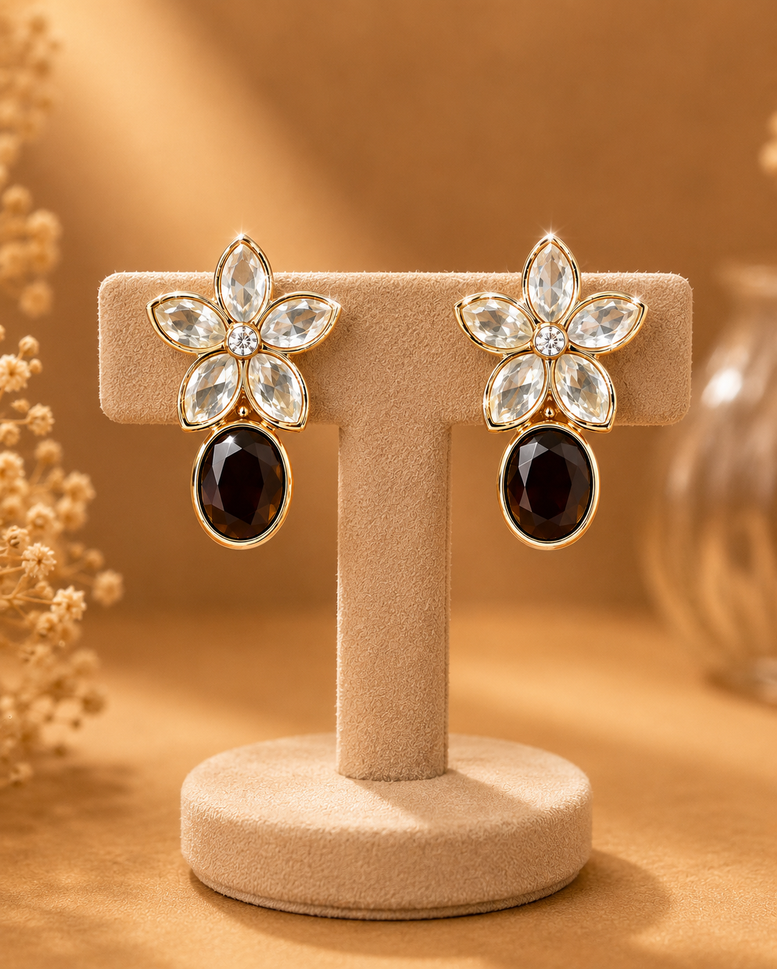 Royal Mocha Floral Earrings