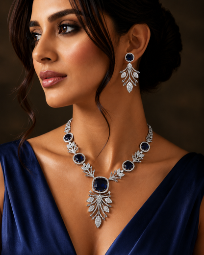 Emerald Élysée Necklace Set - Sapphire Blue