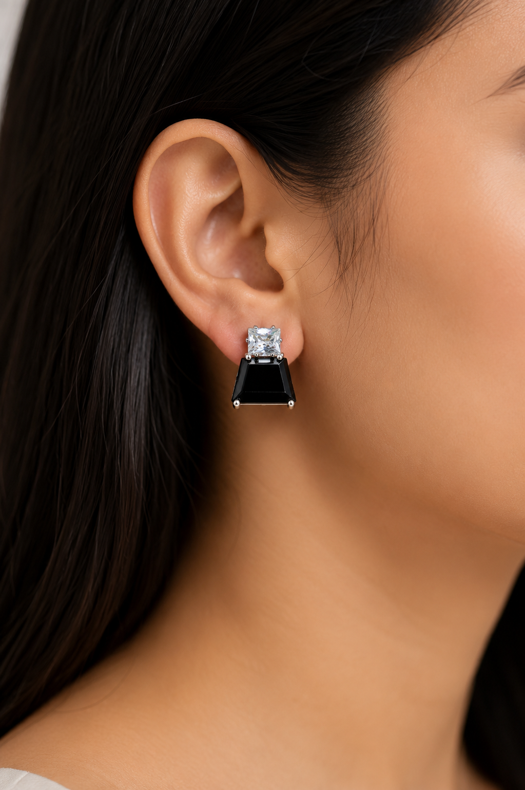 Ebony Crystal Stud Earrings