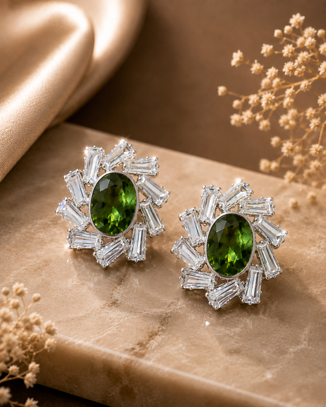 Green Majesty Crystal Studs