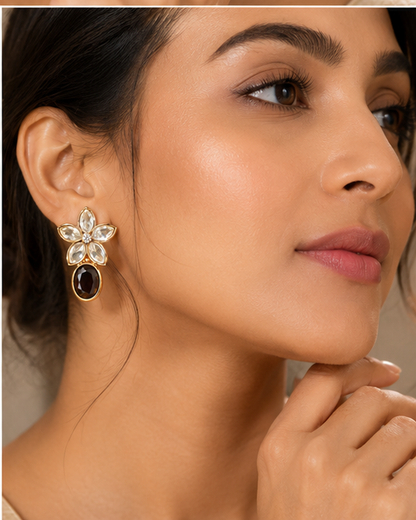 Royal Mocha Floral Earrings
