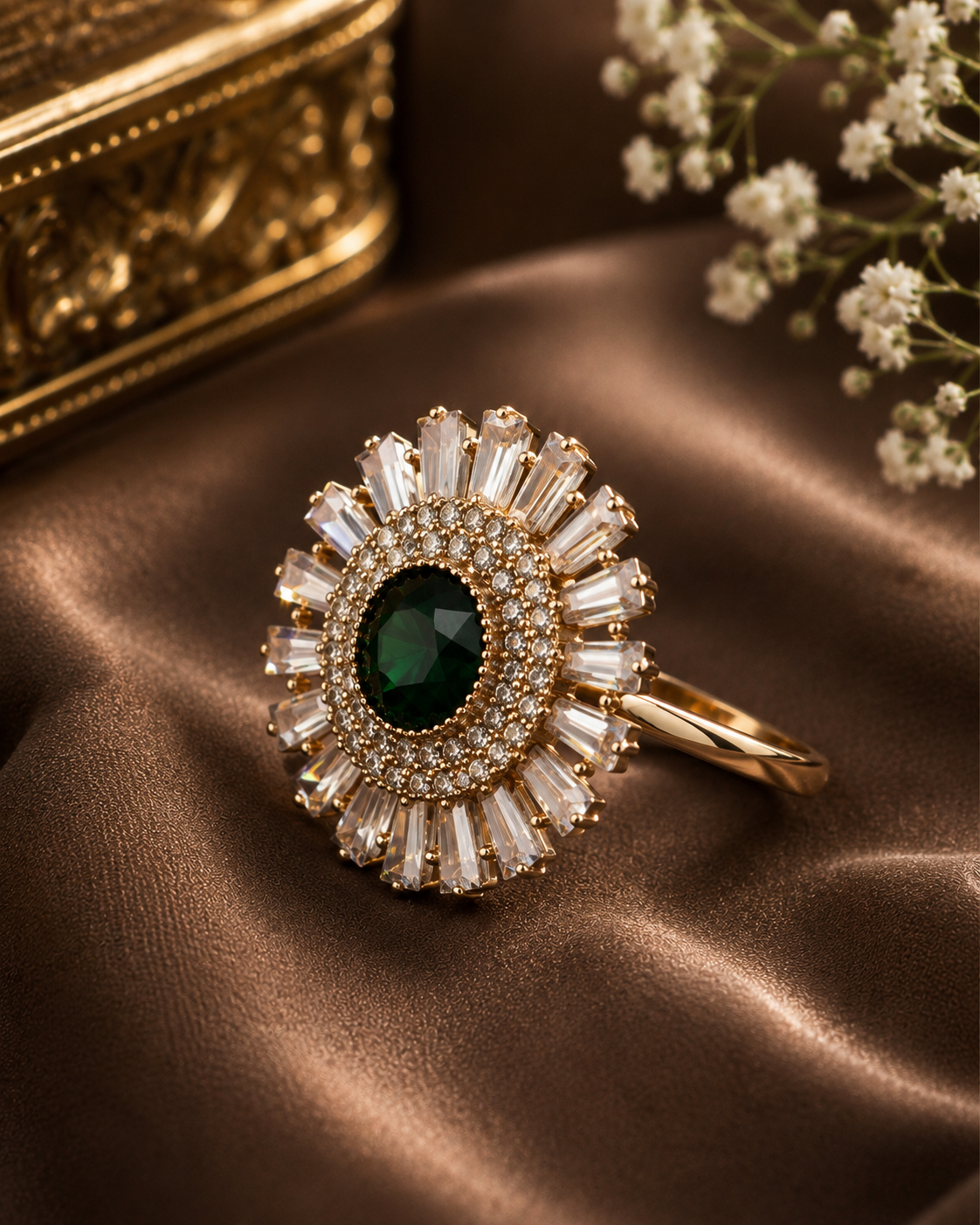 Emerald Majesty Crystal Ring