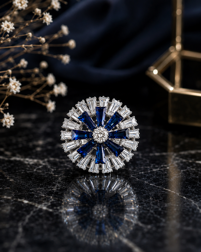 Celestial Sapphire Bloom Ring