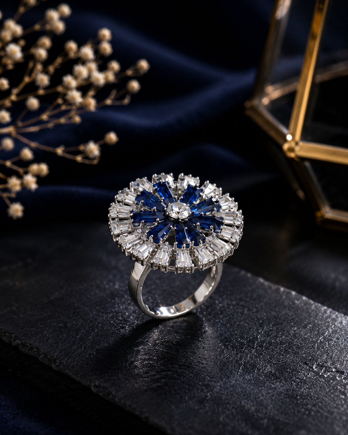 Celestial Sapphire Bloom Ring